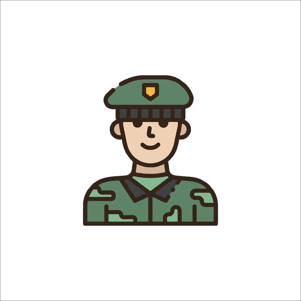 A soldier icon in a military uniform vector