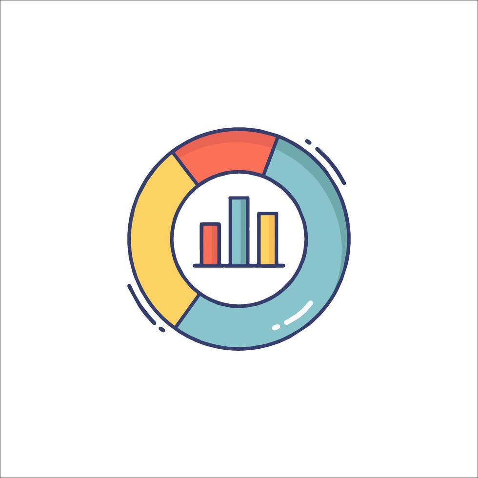 A colorful circle with a bar chart on it vector