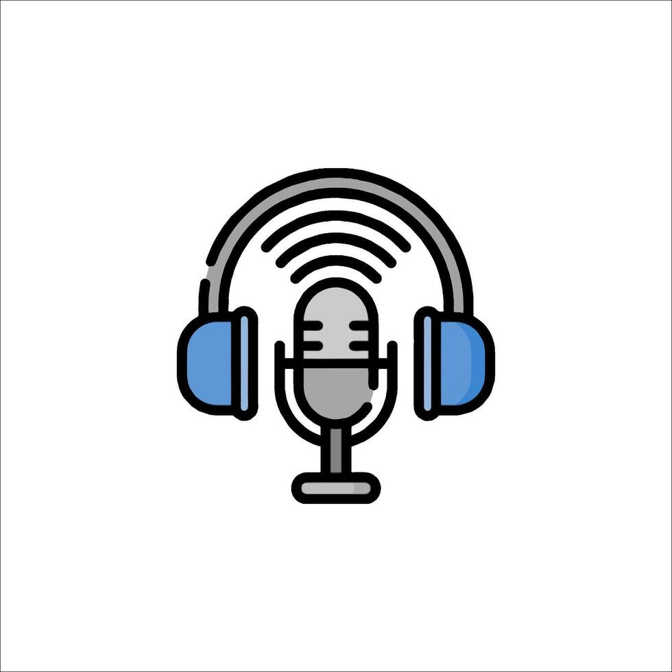 A microphone and headphones icon on a white background vector