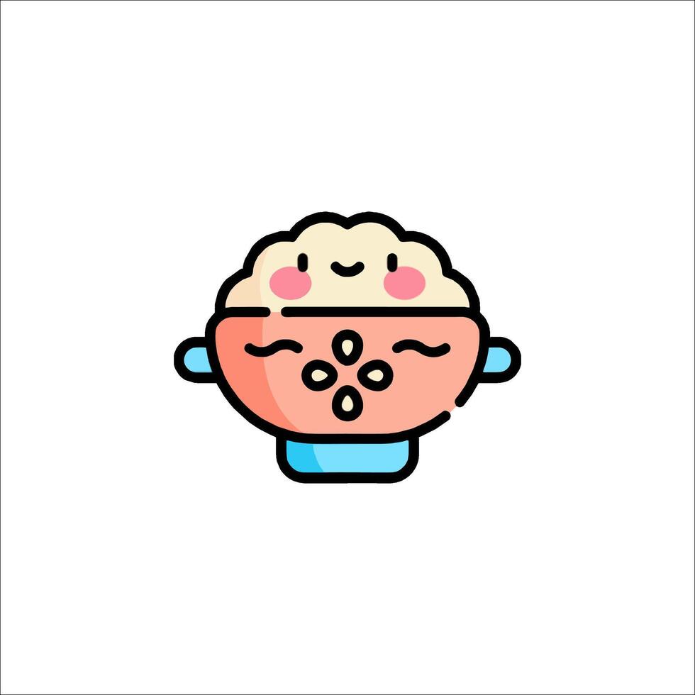 A cute little bowl of rice with a smile on it vector