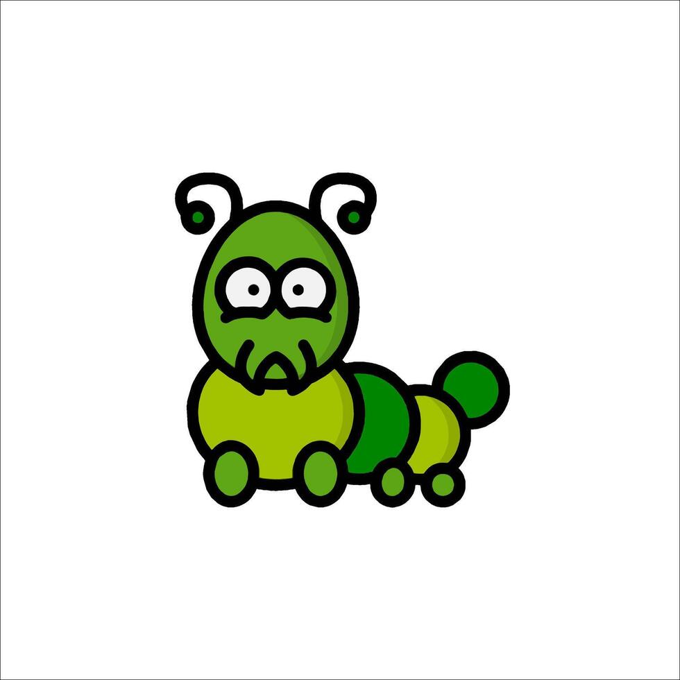 A cartoon green caterpillar with a big head vector