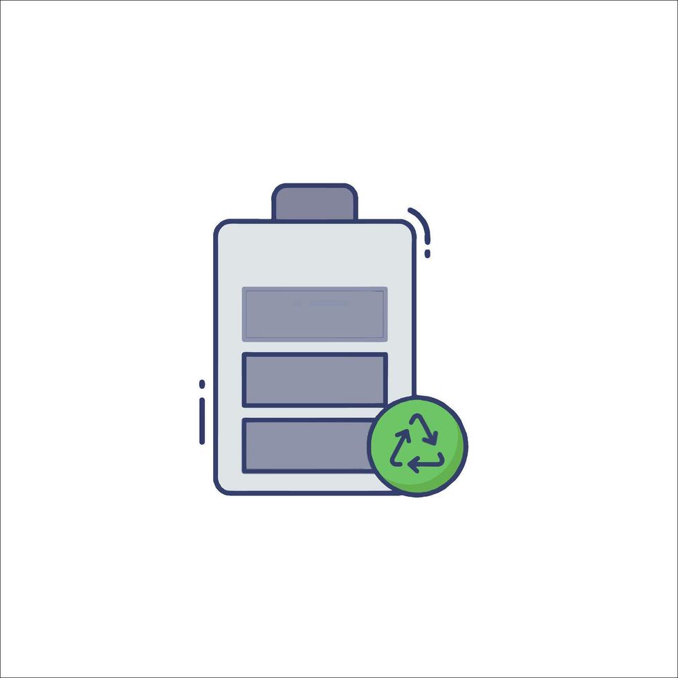 Battery icon with a green recycling symbol vector