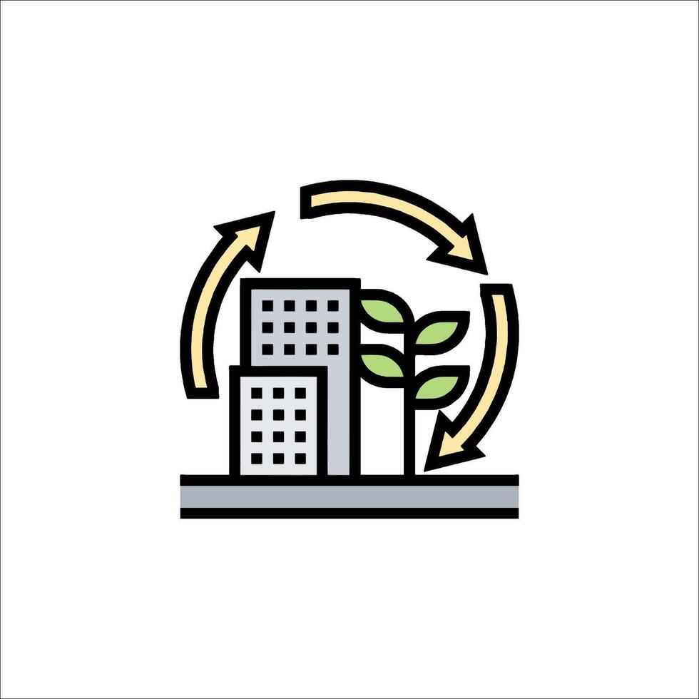 A city with a tree and a building in the middle vector