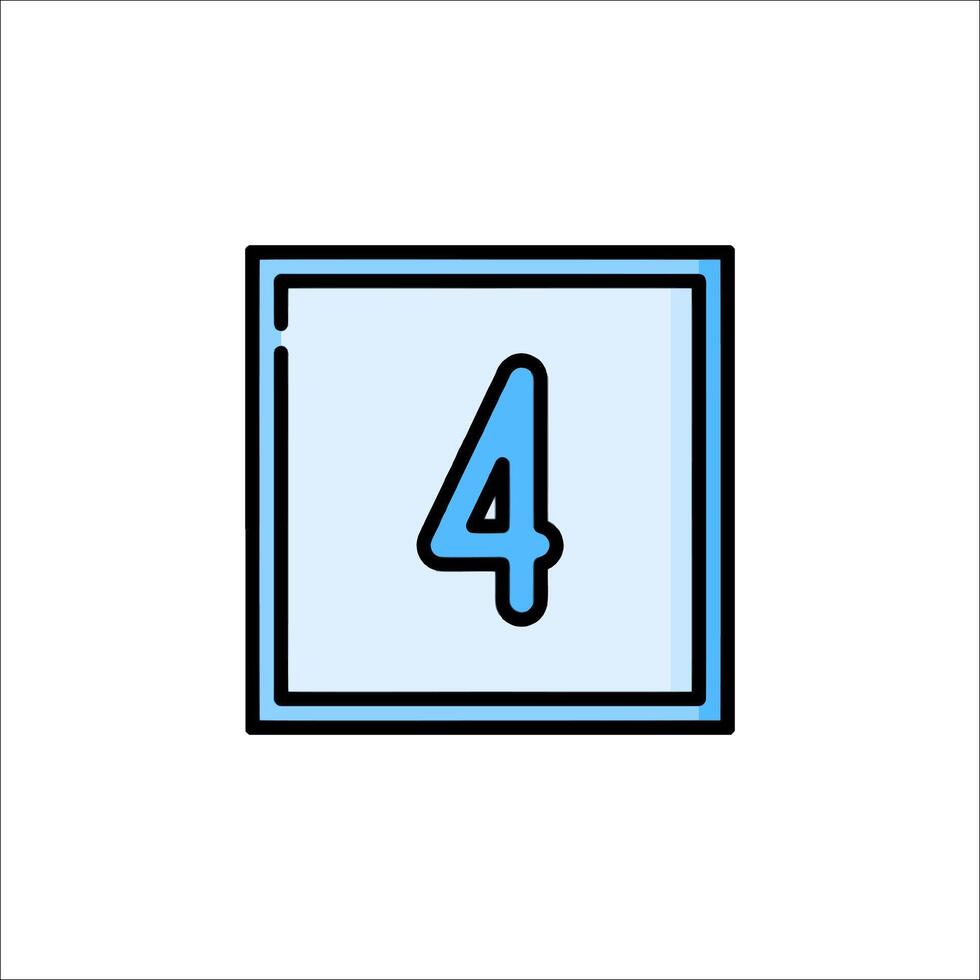 A blue number four icon on a white background vector