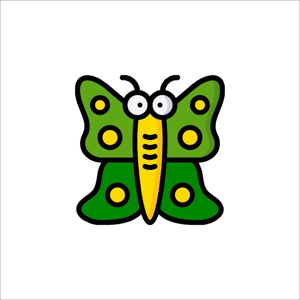 A cartoon butterfly with eyes and a big nose vector