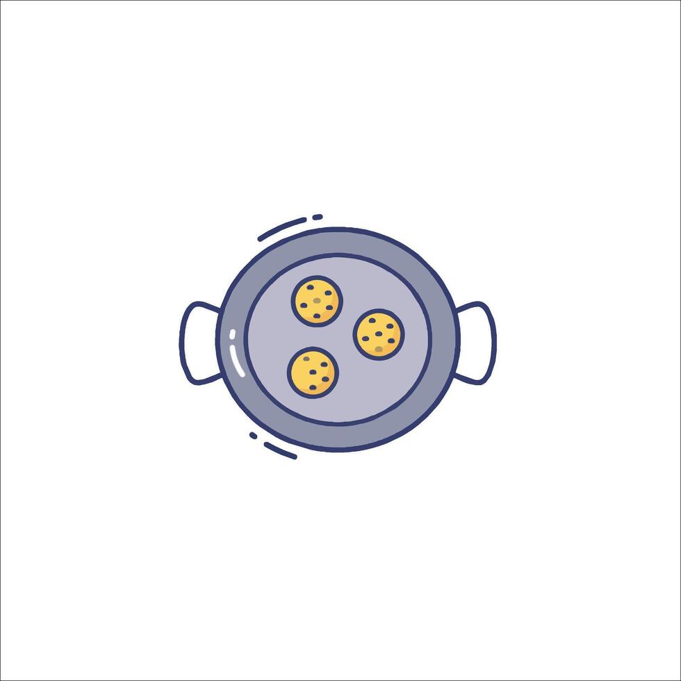 Cooking icon with three cookies in a pan vector