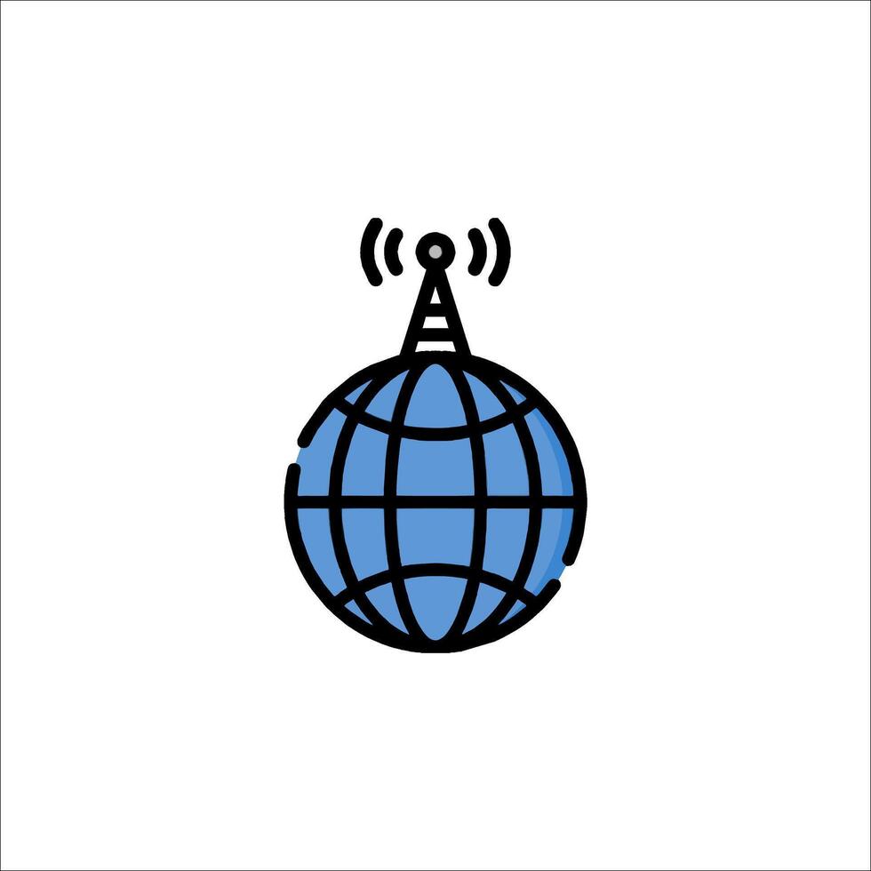 A globe with a radio antenna on it vector
