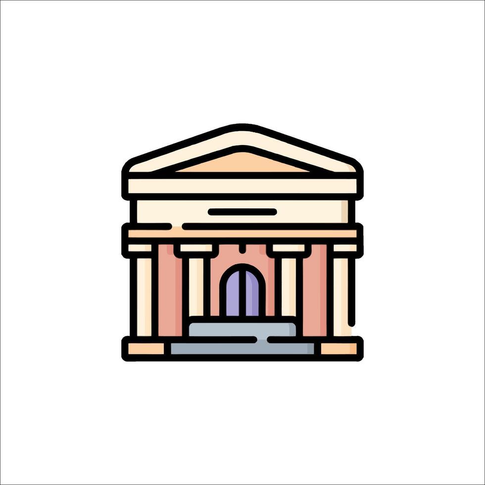 A building icon with a door and columns vector