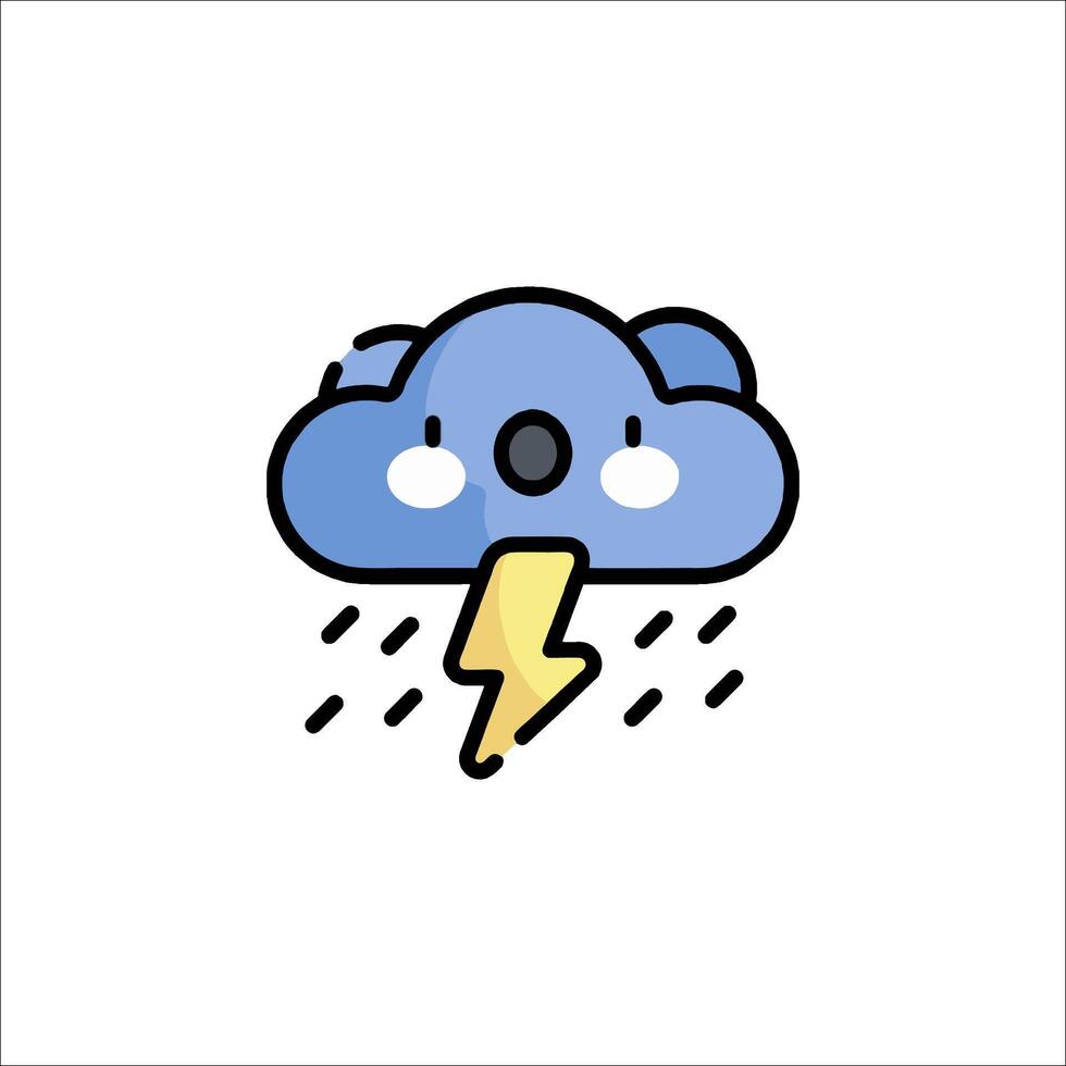 A cartoon cloud with lightning and rain vector