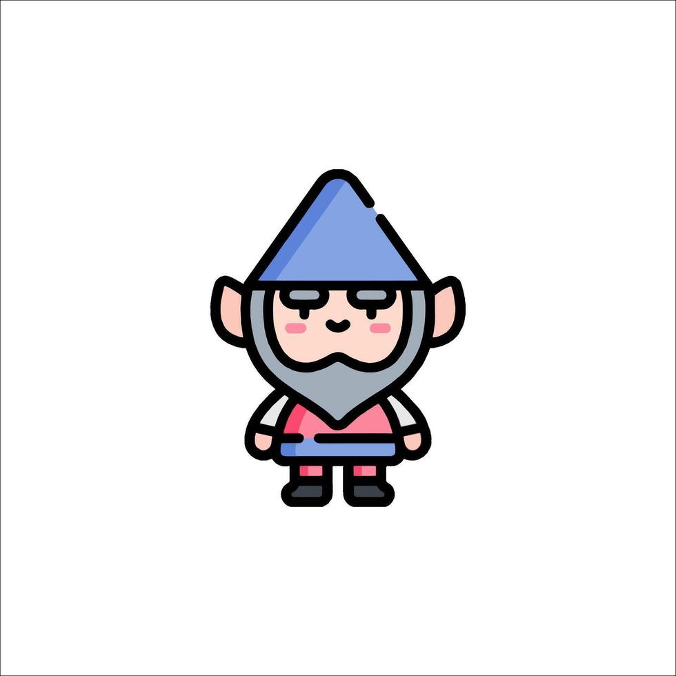 A cartoon gnome with glasses and a hat vector