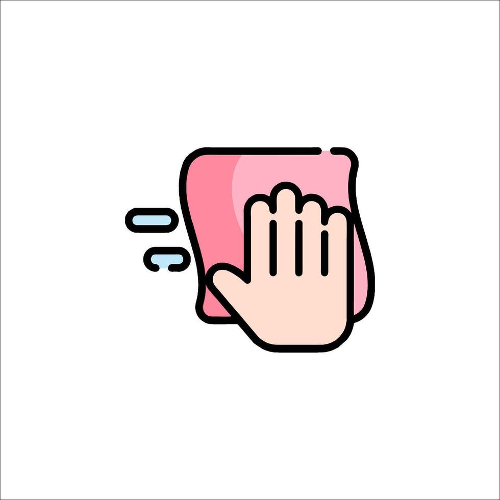 A hand wiping a pink sponge with water vector