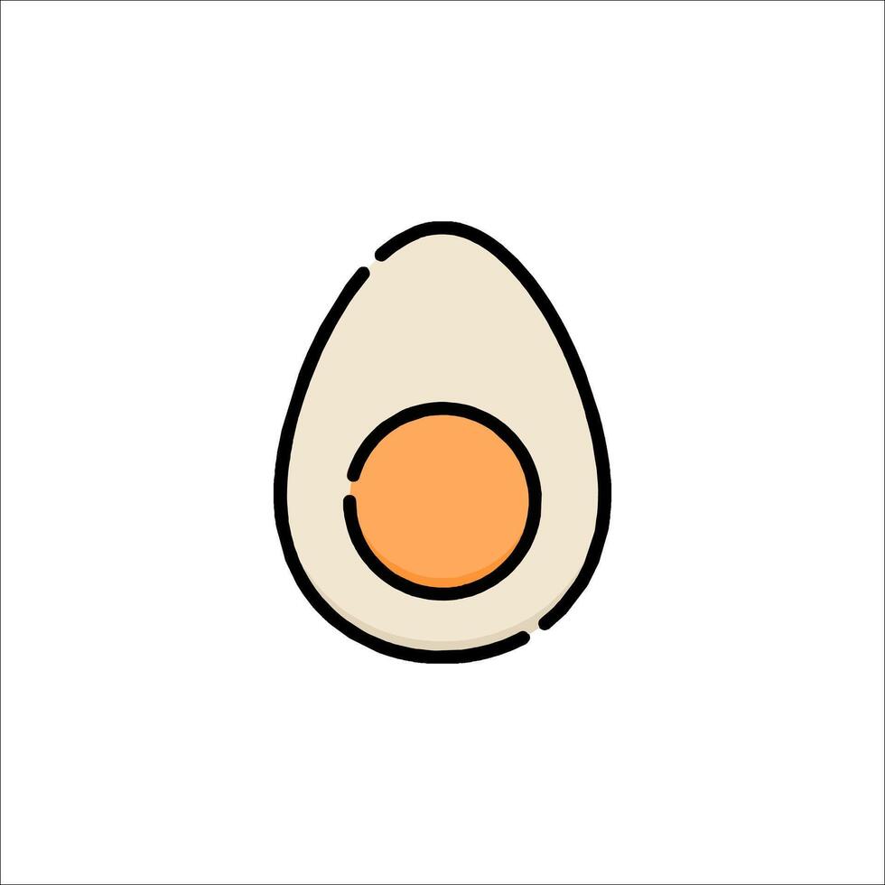 An egg is shown in a line drawing on a white background vector