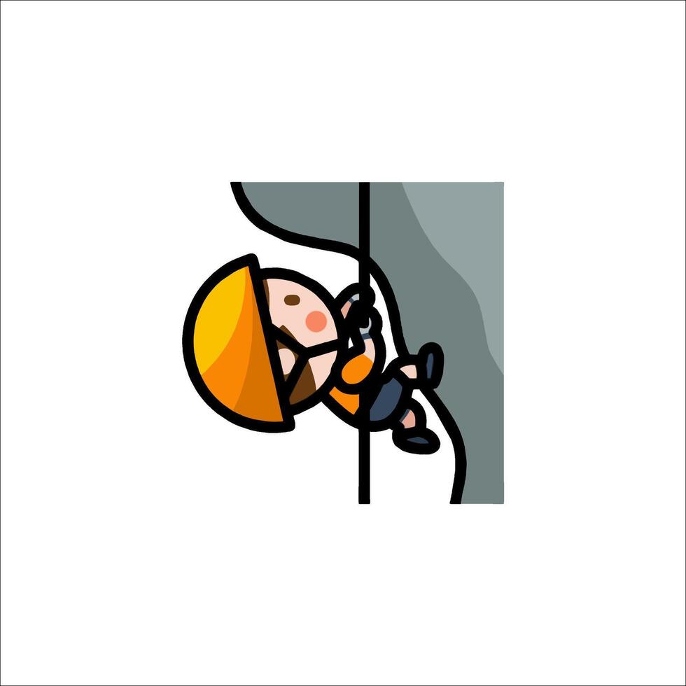 A cartoon character climbing up a rock vector