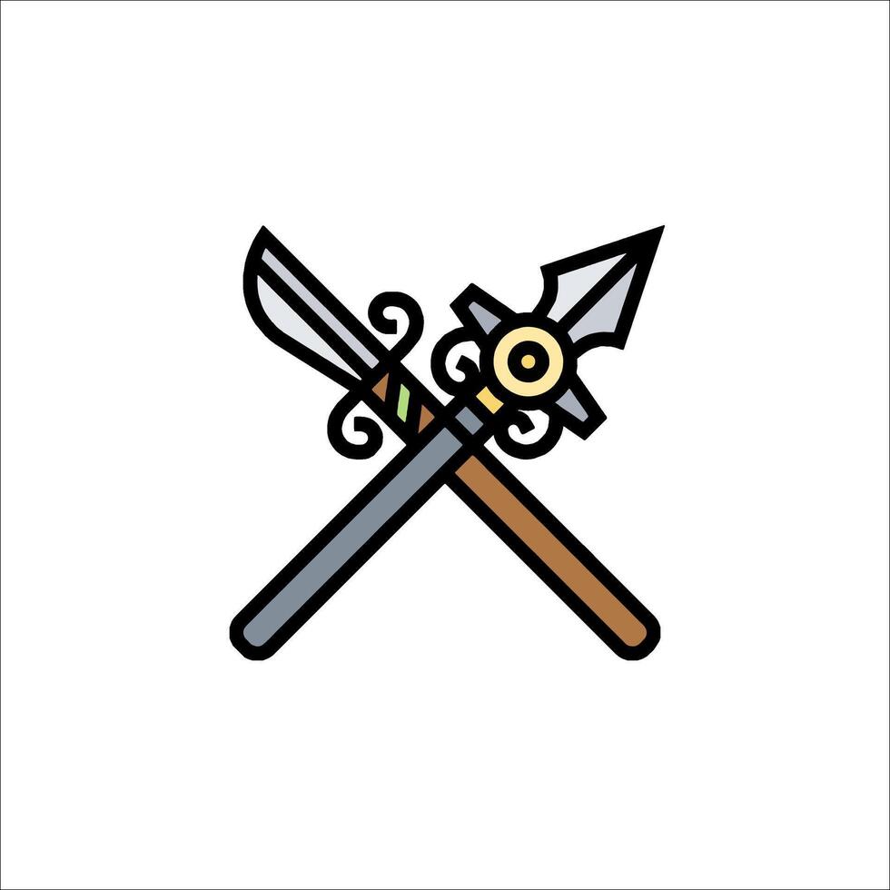Two crossed swords icon on white background vector