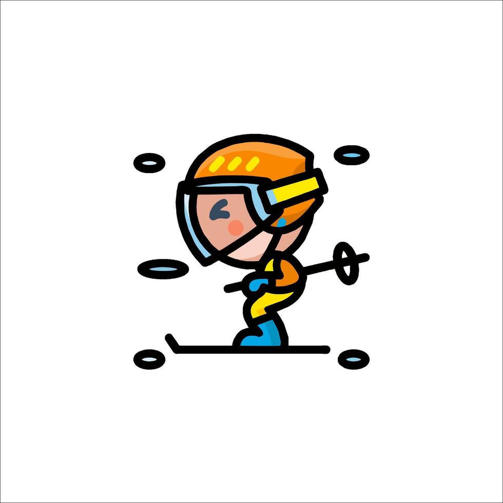 A cartoon character skiing down a hill vector