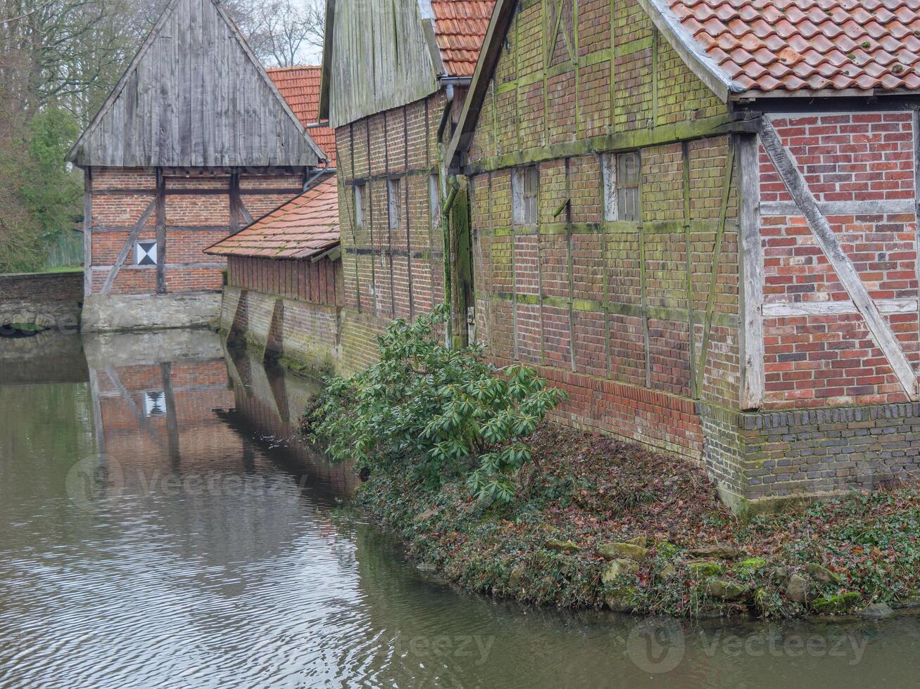 A river running through a town photo