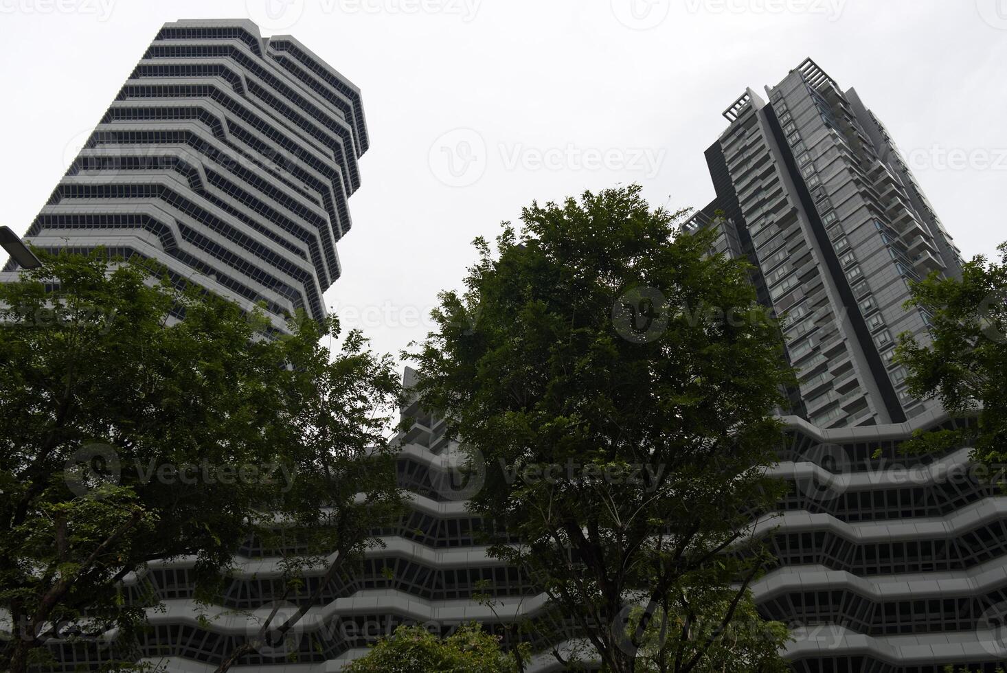 View low angle Singapore central business district. photo