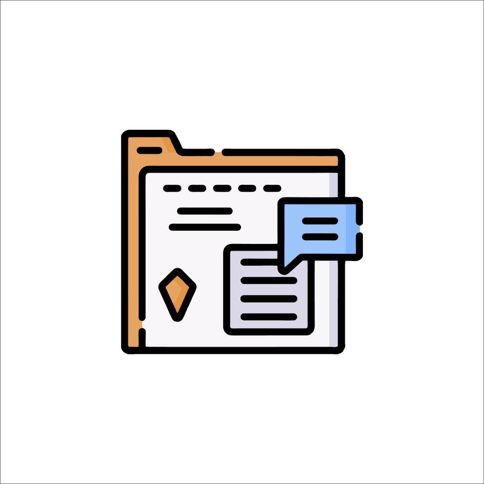 A folder icon with a speech bubble vector