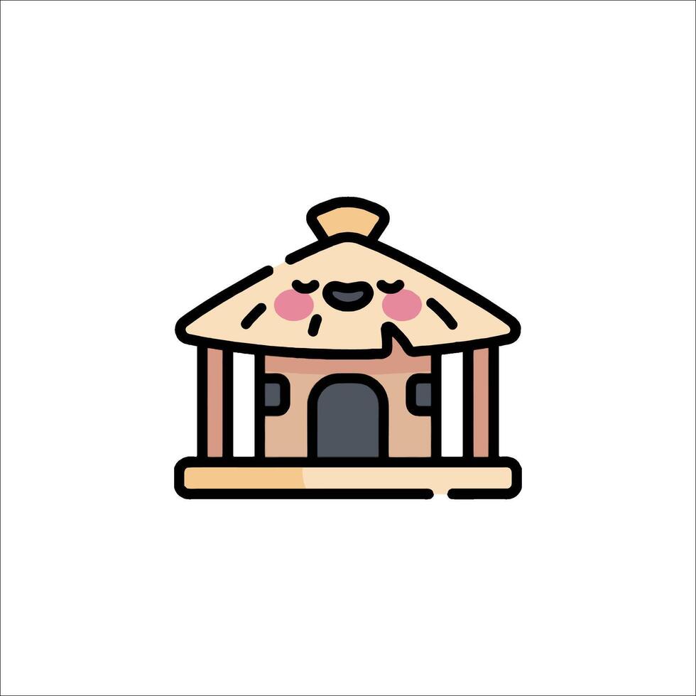 A cute little house with a roof on it vector