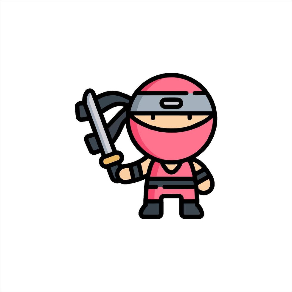 A cartoon ninja with a sword and a pink outfit vector