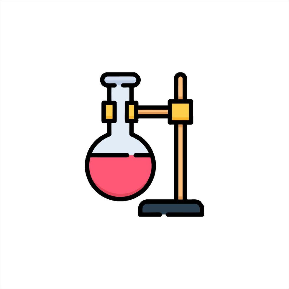 A laboratory flask with a red liquid in it vector