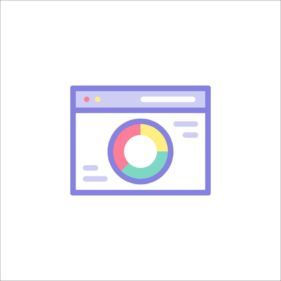 A colorful icon of a web page with a pie chart vector
