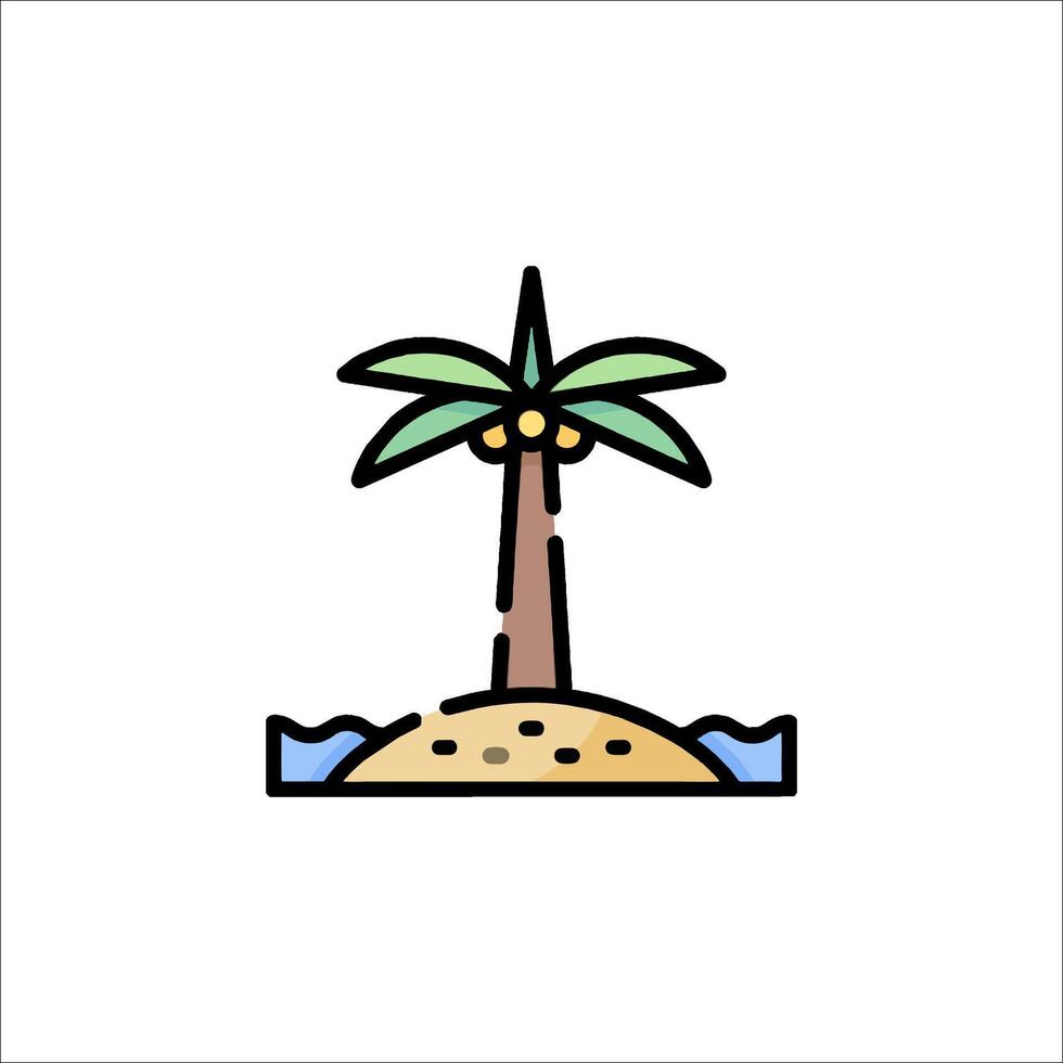 A palm tree on an island icon vector