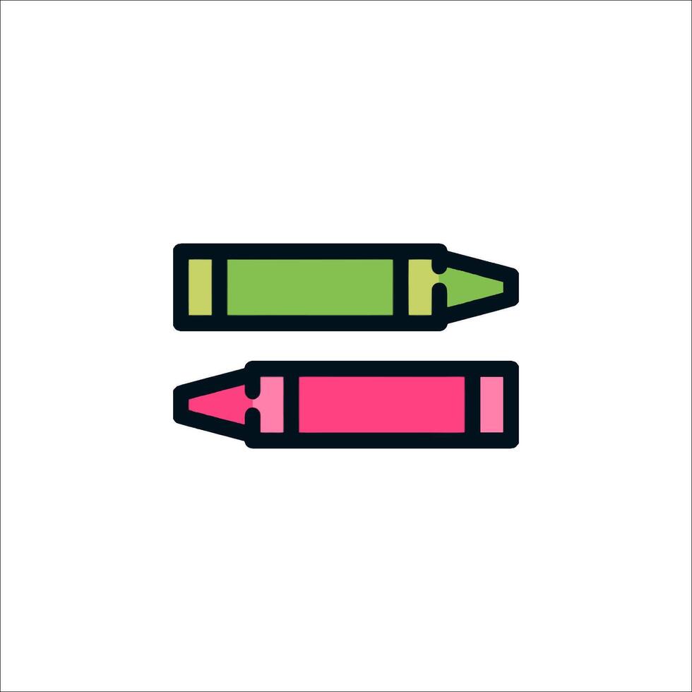 Two crayons are shown in a line on a white background vector