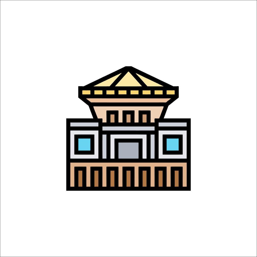 A building icon with a golden dome vector