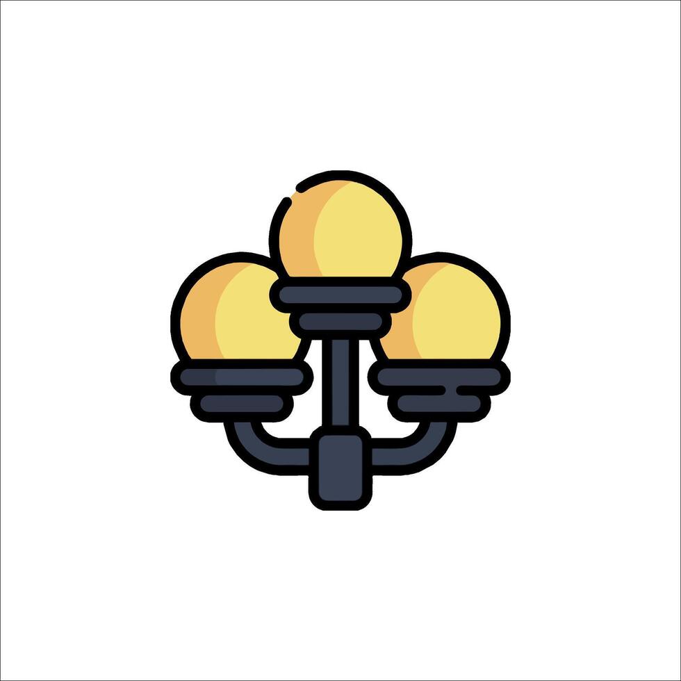 A lamp post with three bulbs on it vector