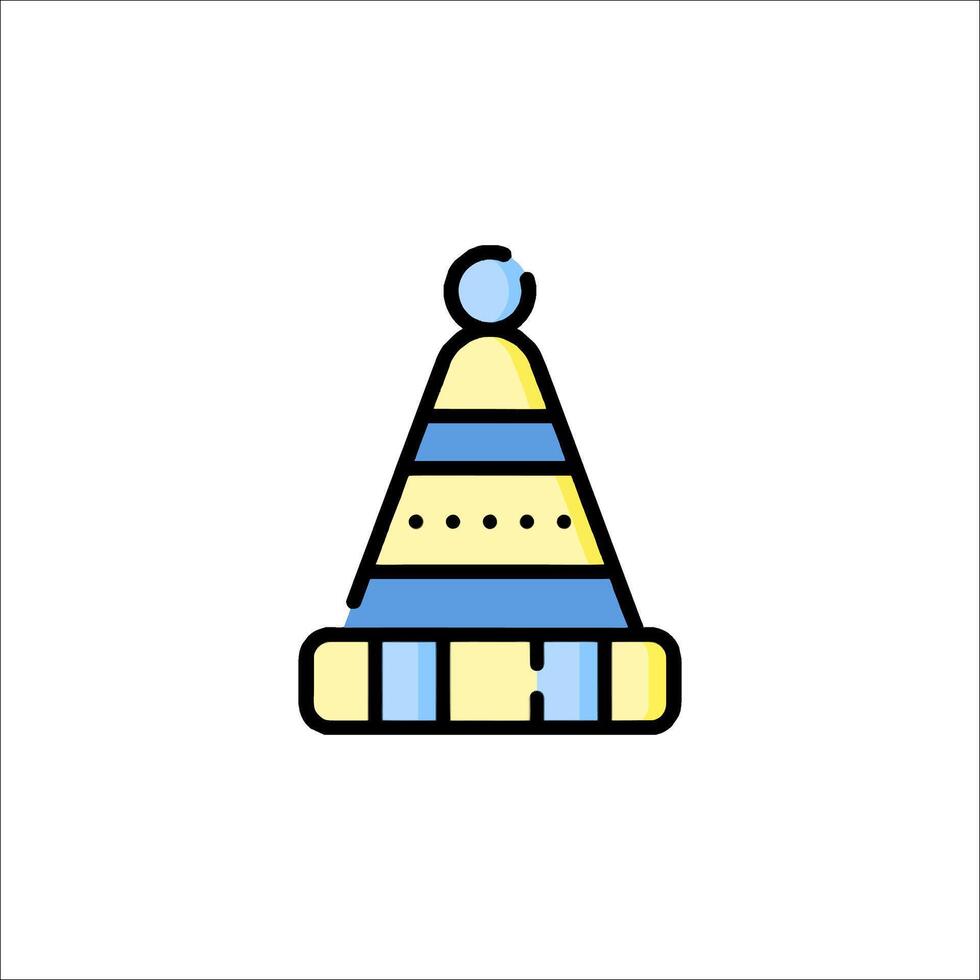 A hat icon with a blue and yellow color scheme vector