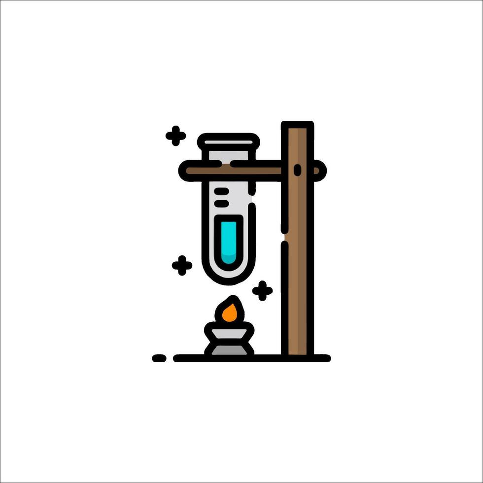 A test tube with a liquid in it and a candle vector