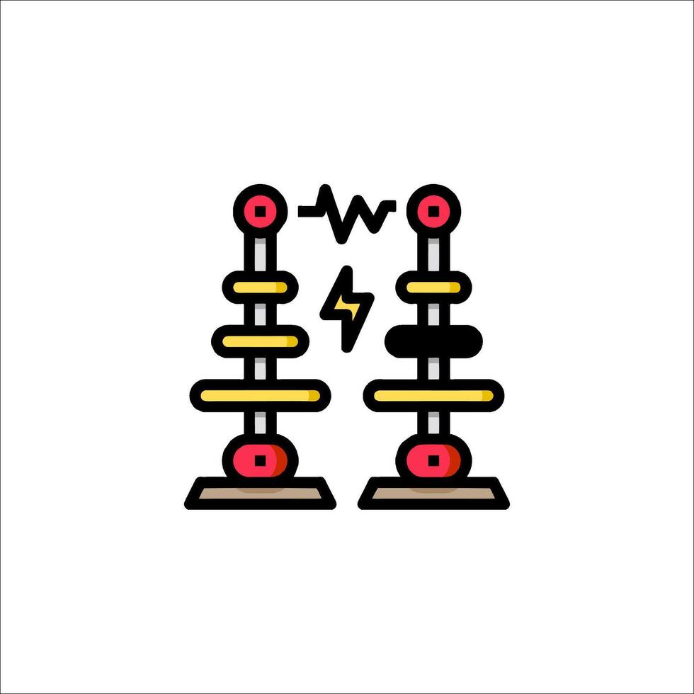 A pair of electrical towers with a red and yellow light vector