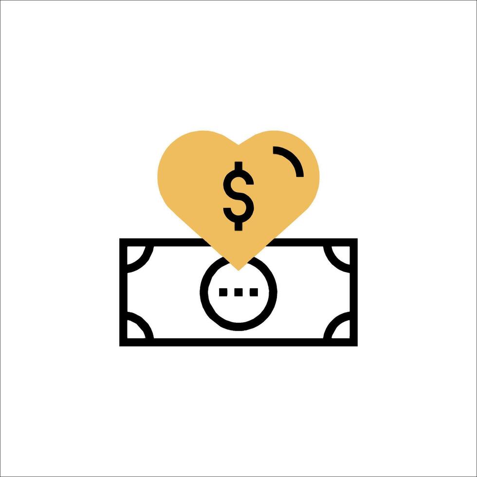Money and heart icon illustration vector