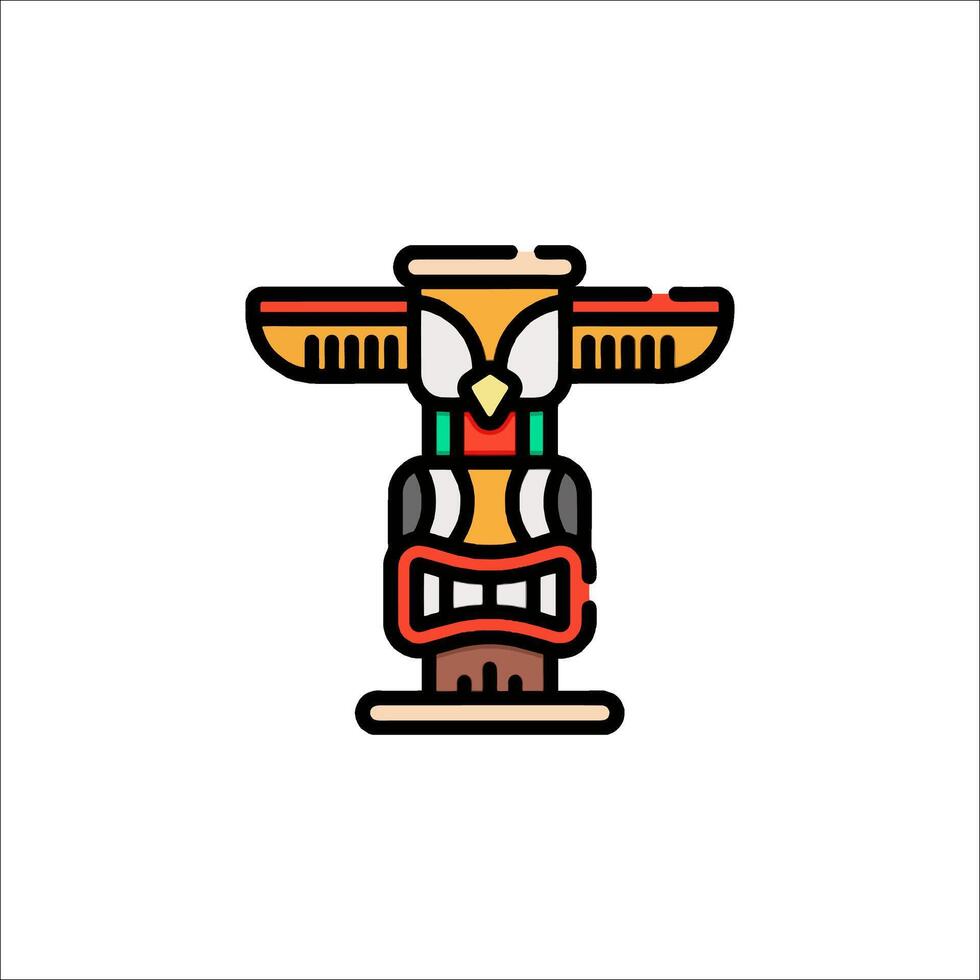 A totem pole with a bird on it vector