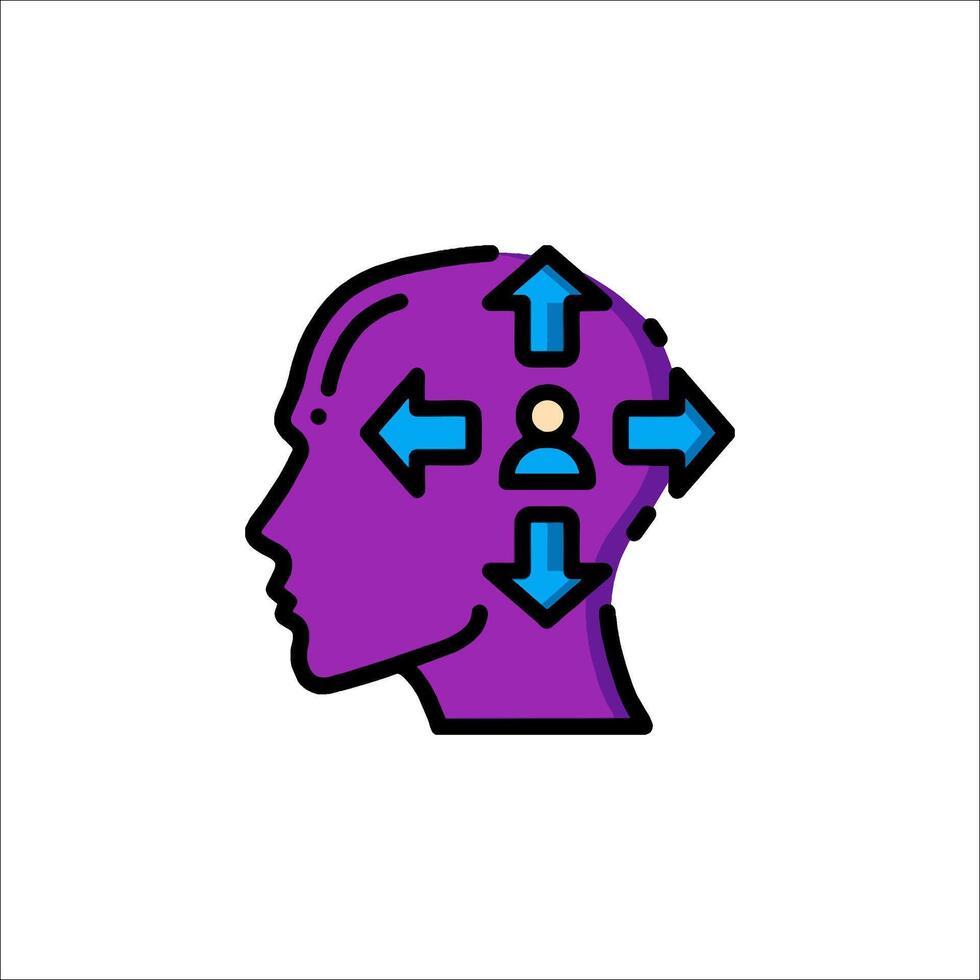 A purple head with arrows pointing to the right and left vector