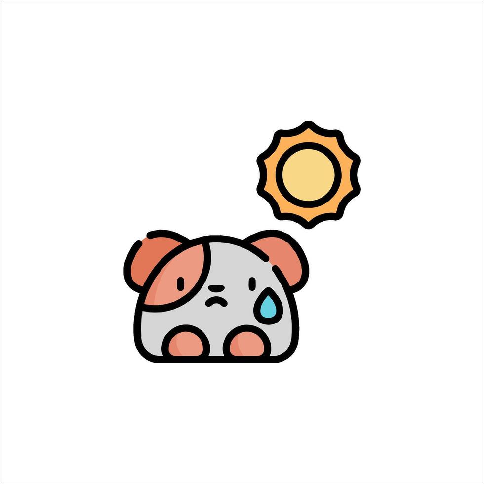 A cartoon dog with a sun behind it vector