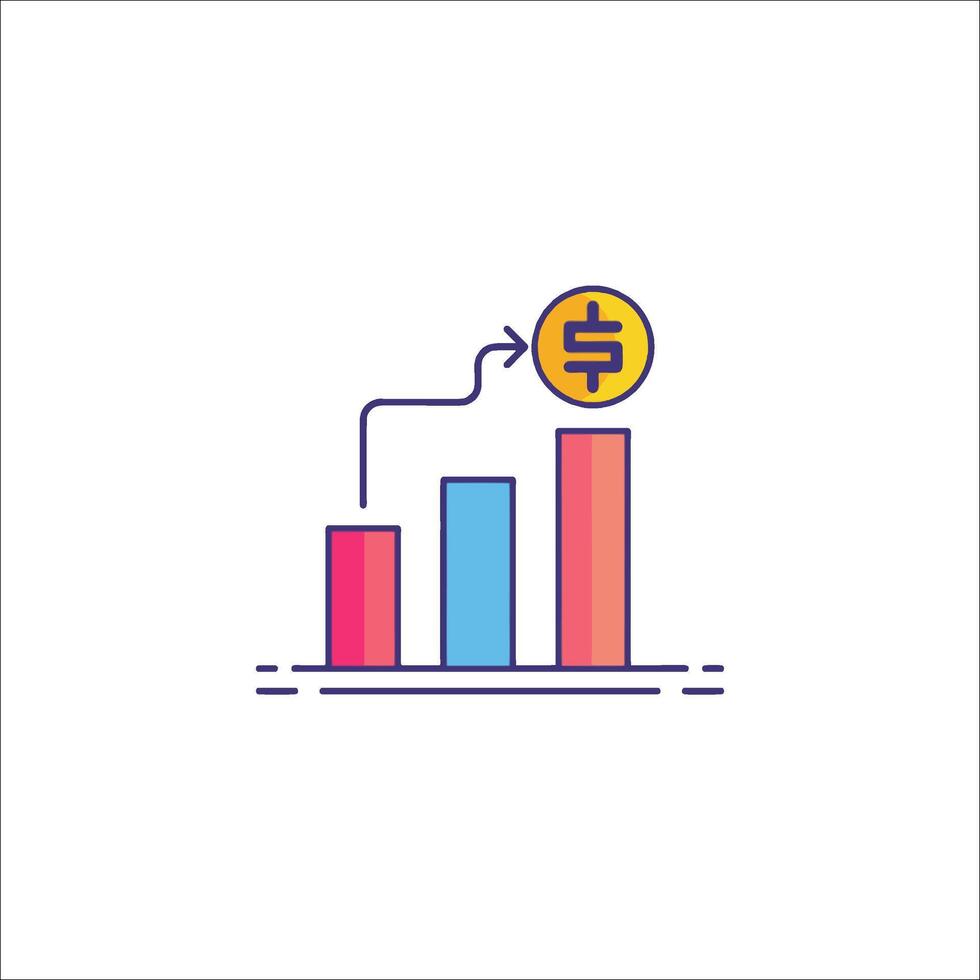 A bar chart with a dollar sign on it vector