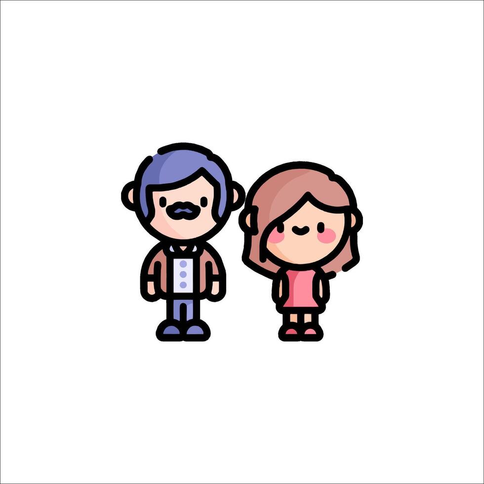 A cartoon couple standing next to each other vector