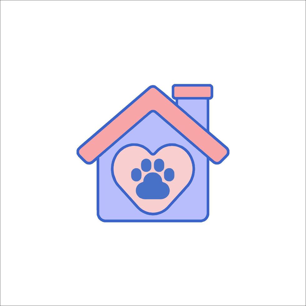 A dog house with a paw print inside vector