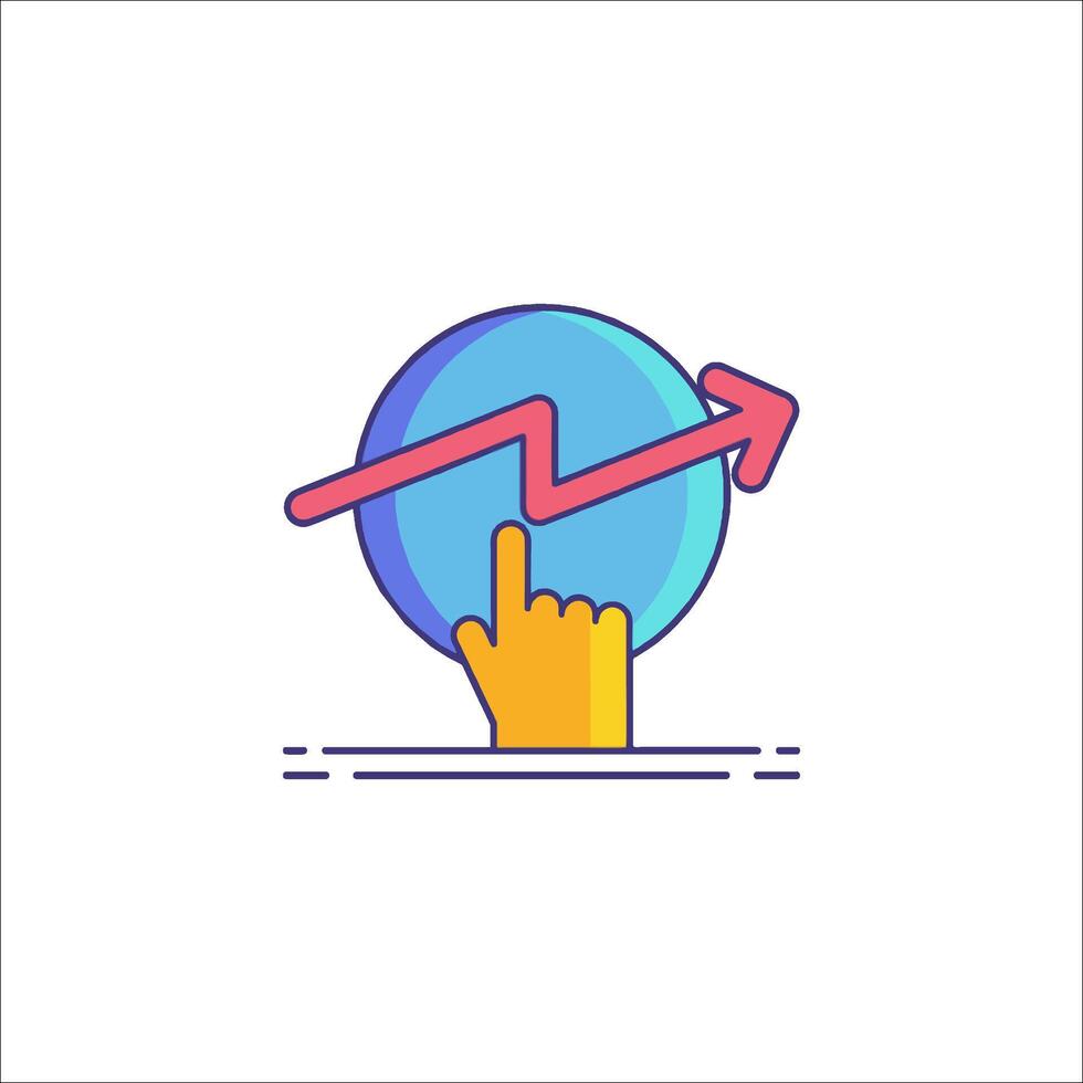 A hand pointing at an upward arrow on a globe vector