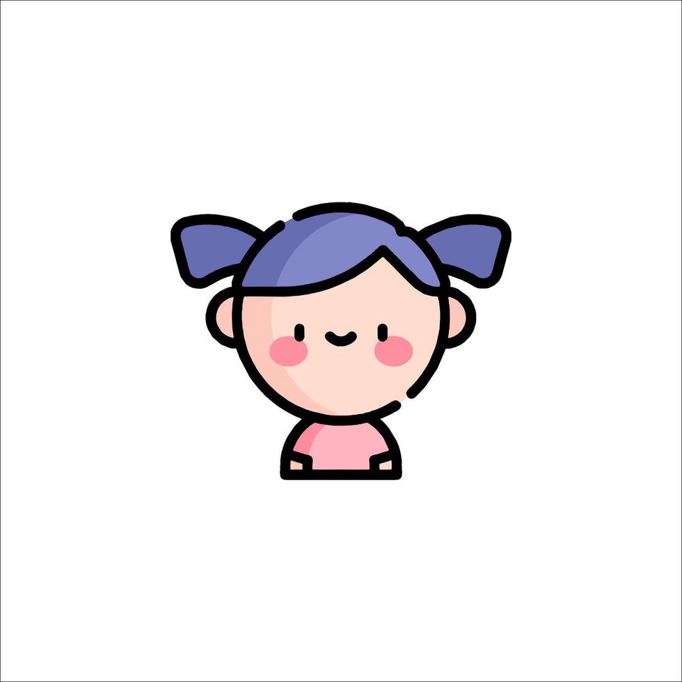 A girl with a ponytail and a pink shirt vector