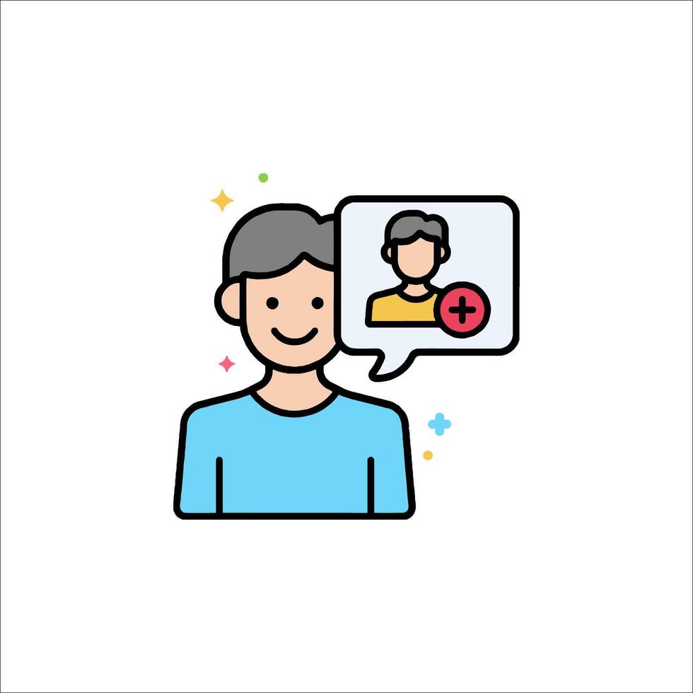 A man with a chat bubble icon vector