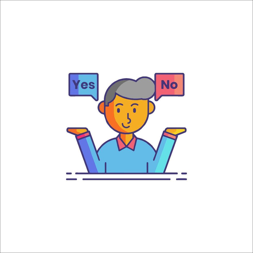 A man with a yes and no sign on his head vector