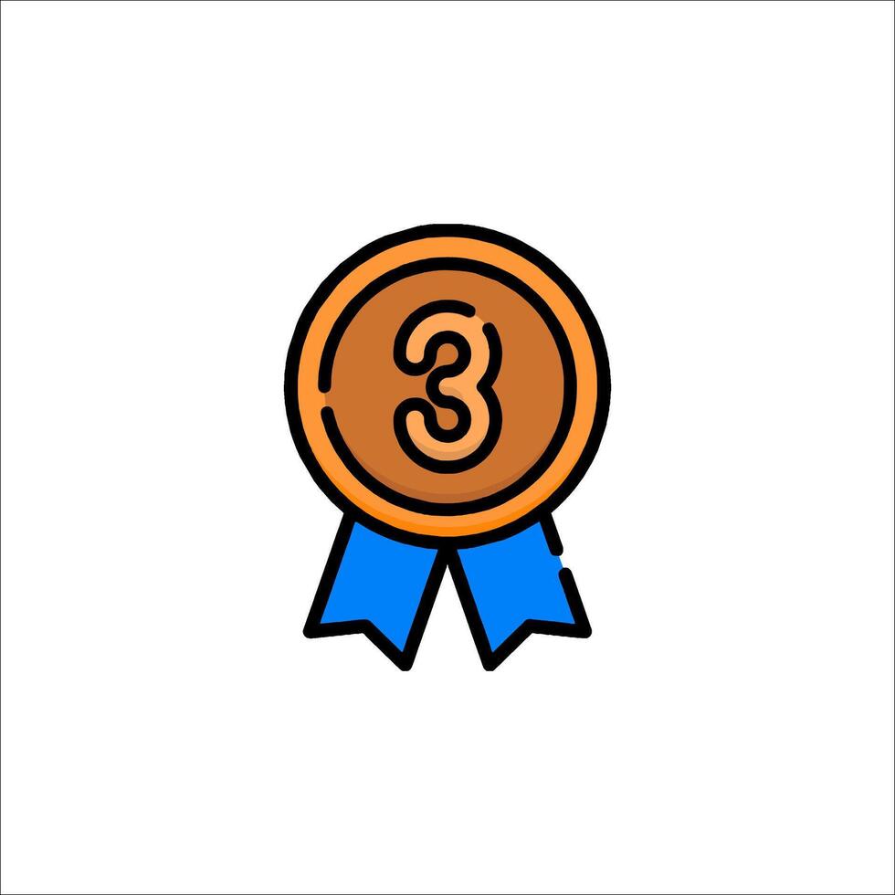 A medal with the number three on it vector