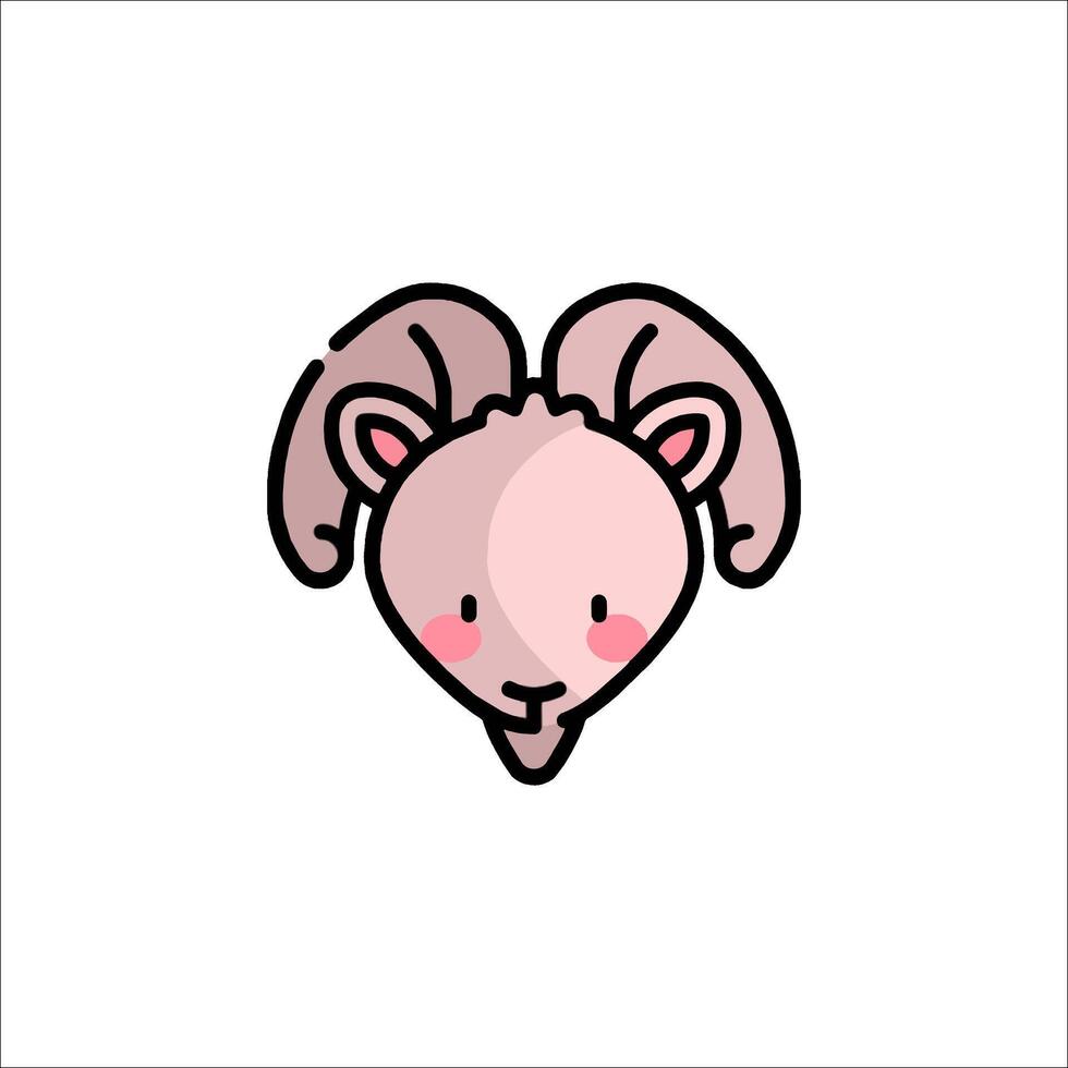 A cute pink goat head icon on a white background vector