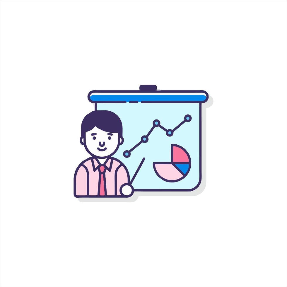 Businessman with a presentation board and a graph vector