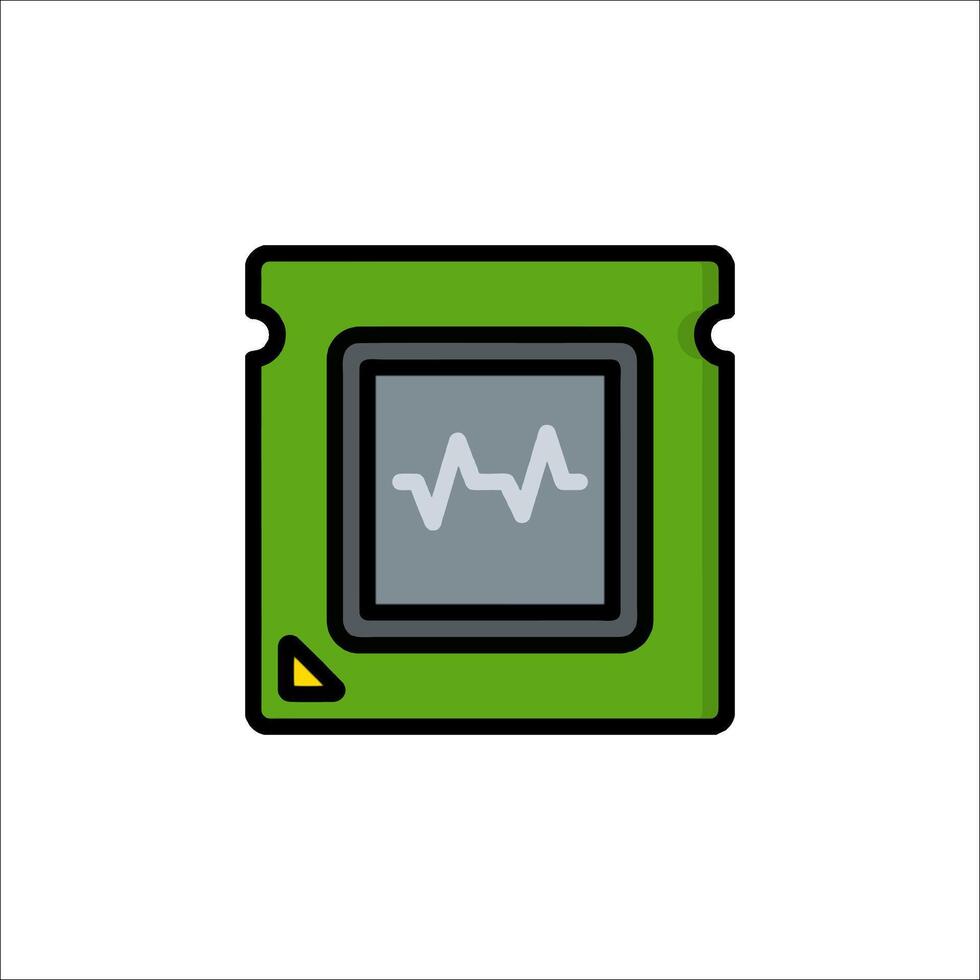 A green chip with a wave line on it vector