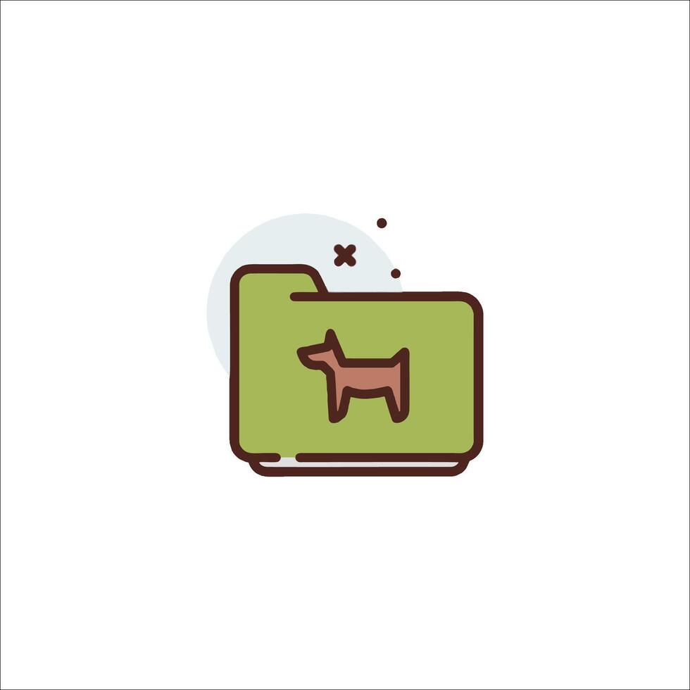 A dog is standing in a folder icon vector