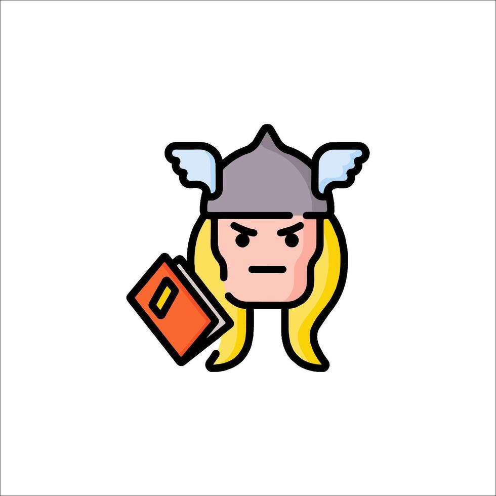 A cartoon viking with a book in his hand vector